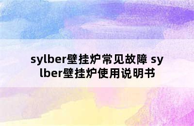 sylber壁挂炉常见故障 sylber壁挂炉使用说明书